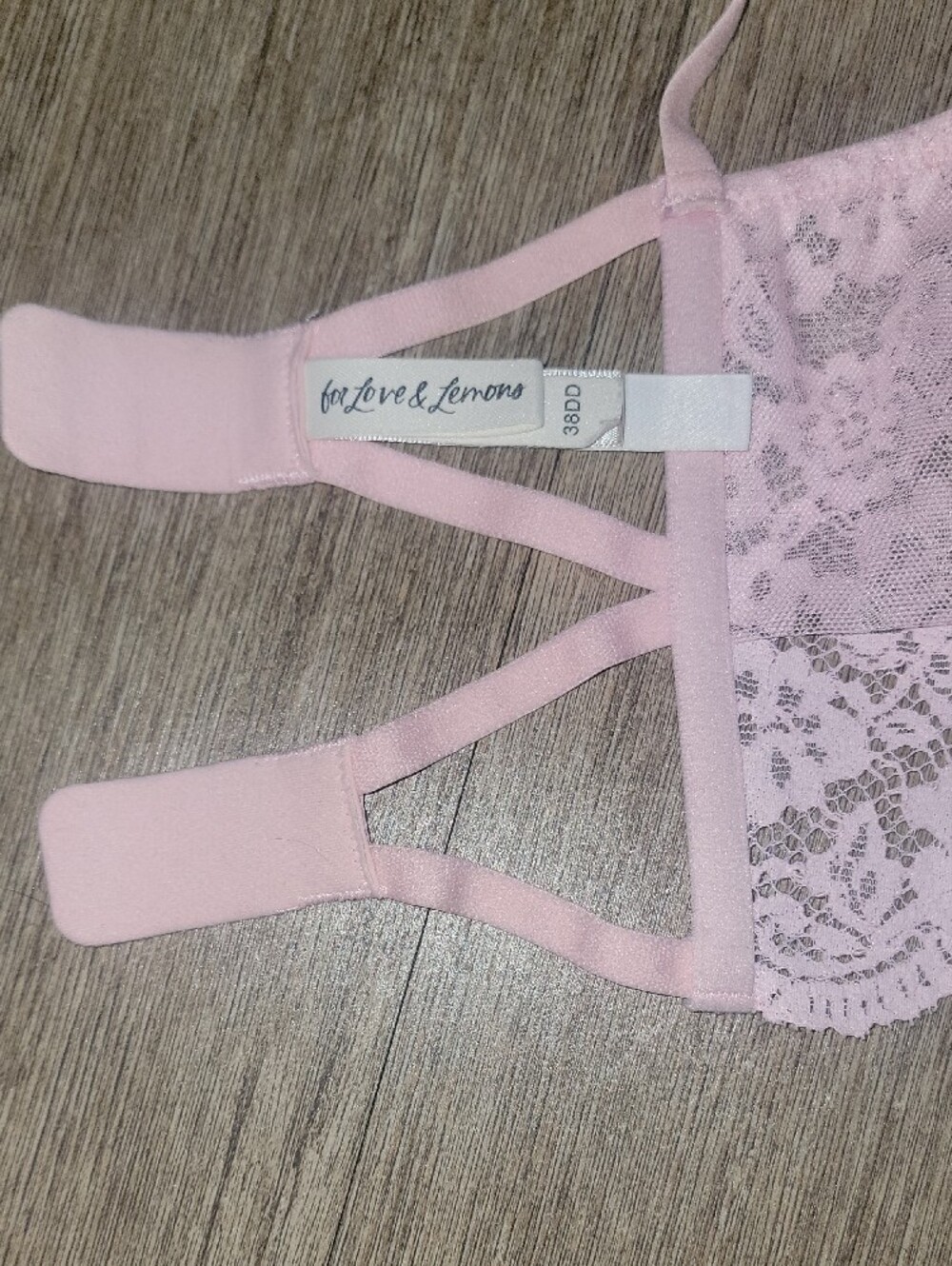 For Love And Lemons Pale Pink Lace Longline Bralette - Picture 4 of 4